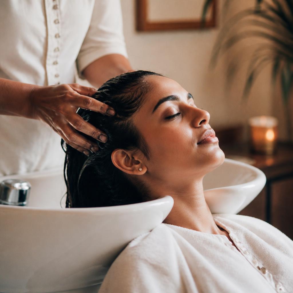 Relaxing scalp massage and hair spa treatment
